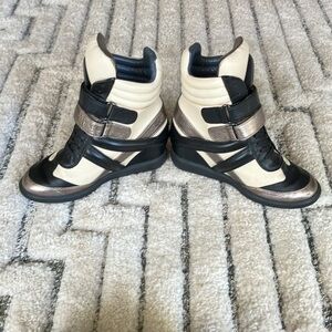 Monika Chiang gold, black and cream/white sneakers / tennis shoes